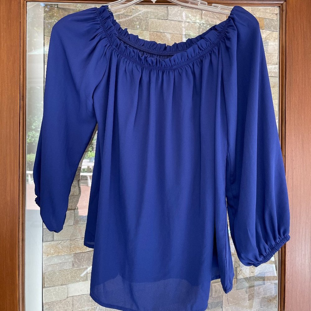 Blue Long Sleeve Flowy Top